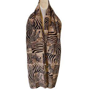 Unbranded Women’s Zebra Print Safari Hat Scarf Lightweight Silky 64”L x 10.5”W